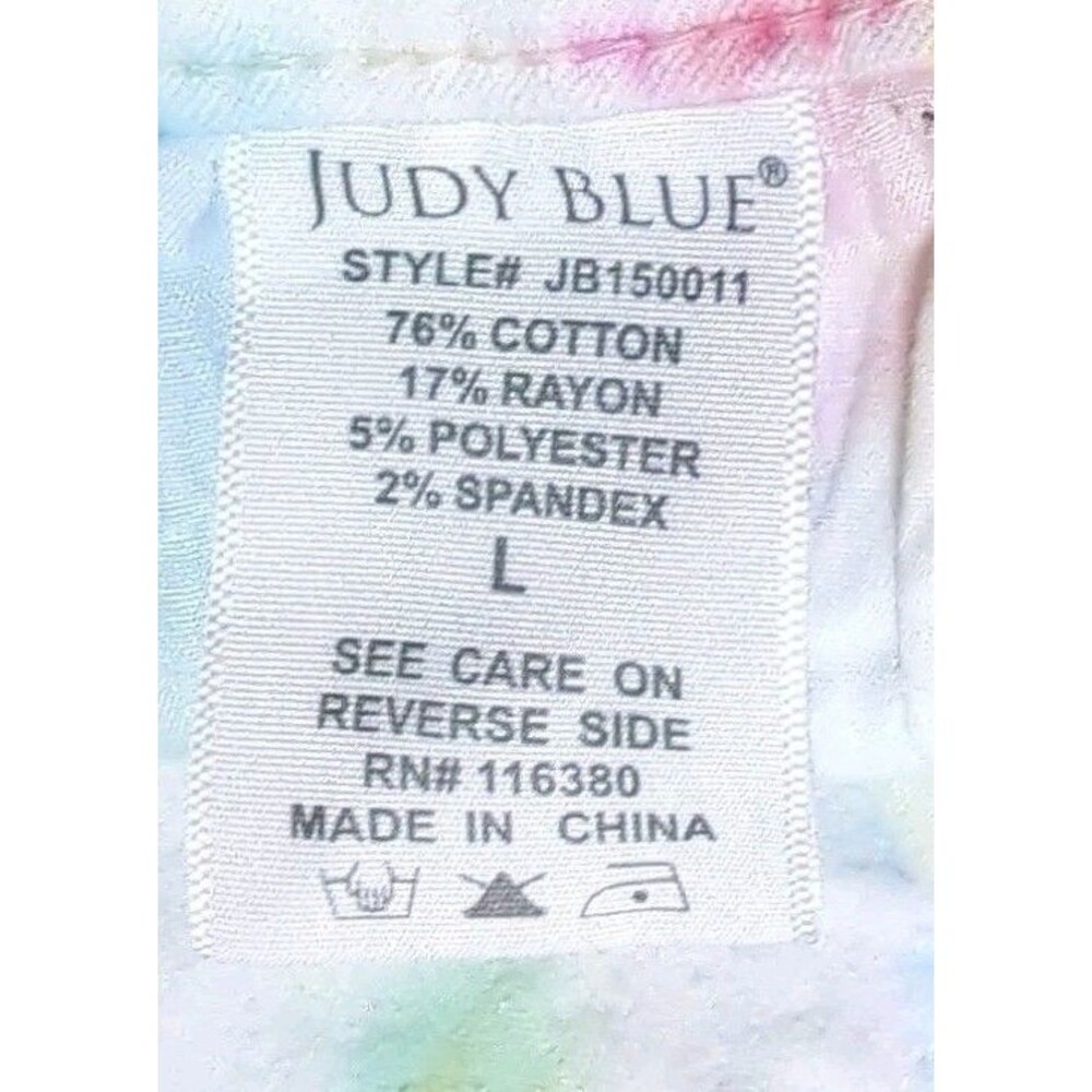 Judy Blue Women's Pastel Tie Dye Shorts Sz Large Raw Edge Mid-rise Stretch Denim - Picture 3 of 8